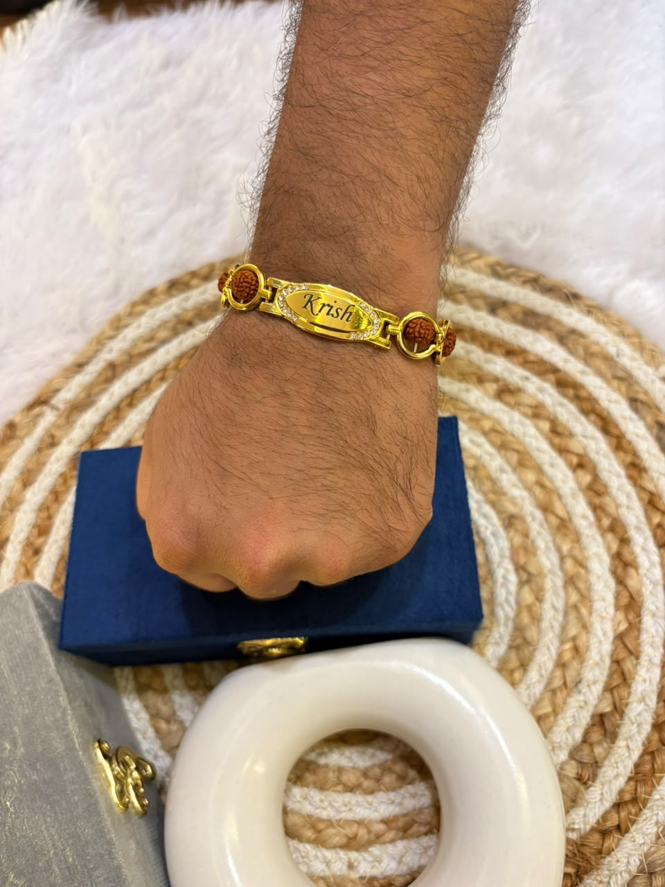 Name Rudraksha Rakhi Bracelet